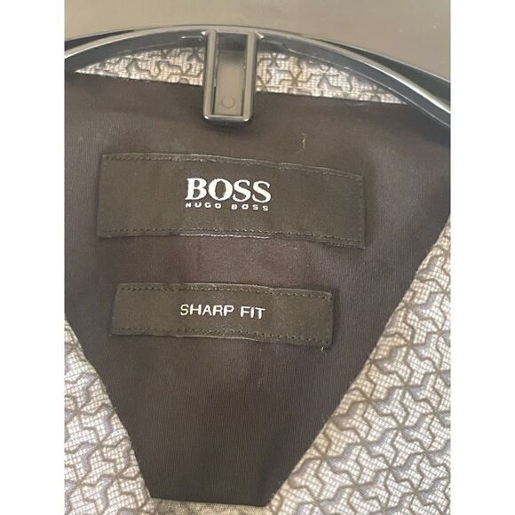 NWT Hugo Boss Button-Up Shirt Men's XL Gray Sharped Fit Long Sleeves Collared - Picture 3 of 6